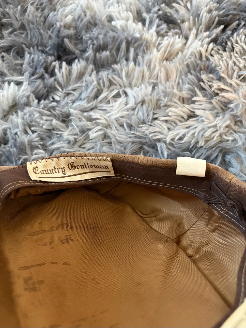 Vintage Country Gentleman Suede Leather Flat Cap Newsboy Driver Hat Tan Sz 7 1/8